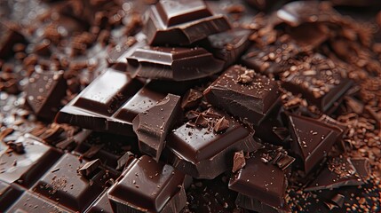 pieces dark chocolate pile cocoa candy sweet food