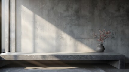 Poster - Modern Concrete Table in Urban Loft Setting for Product Display