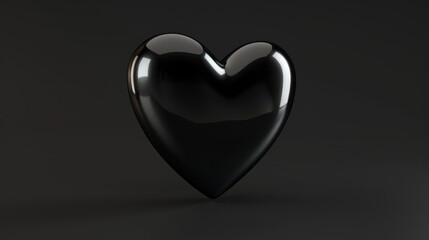 Stunning black heart on a black backdrop. Abstract and vibrant 3D animation.