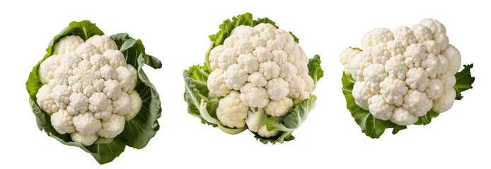 Canvas Print - set of fresh cauliflower isolated on transparent background 