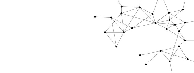 Fototapete - Polygonal network connect lines and dots background template. Technology data transfer server global system graphic vector.	
