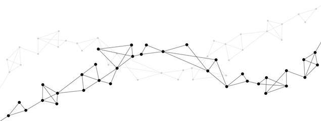 Fototapete - Minimalist polygonal network connect lines and dots background template. Technology data transfer server global system graphic vector.	
