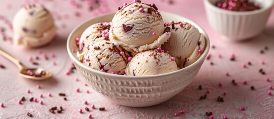 Canvas Print - Vanilla Ice Cream with Pink and Chocolate Sprinkles