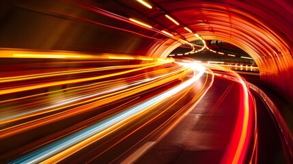 abstract tunnel light trails with dynamic speed and long exposure.