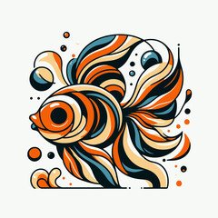 Wall Mural - illustration of a goldfish