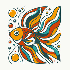 Canvas Print - illustration of a goldfish