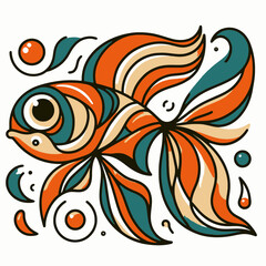 Sticker - illustration of a goldfish