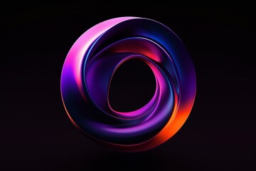 Fototapete - An abstract sphere with vibrant neon colors swirling around, creating a futuristic and dynamic glowing effect, perfect for digital art and design