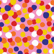 © Мария Кривецкая - Seamless colorful pattern with multi-colored polka dots, confetti on a pink background, hand drawn illustration