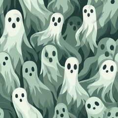 Sticker - The pattern of ghosts. Seamless pattern