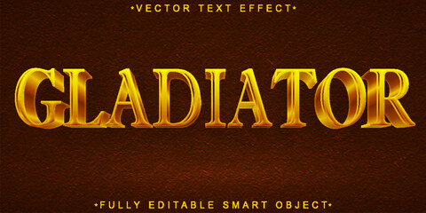 Sticker - Orange History Warrior Gladiator Vector Fully Editable Smart Object Text Effect