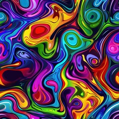 Wall Mural - Seamless swirl pattern psychedelic art