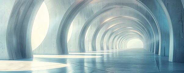 Wall Mural - architectural symmetry - minimalist interior design with dynamic lighting and perspective lines