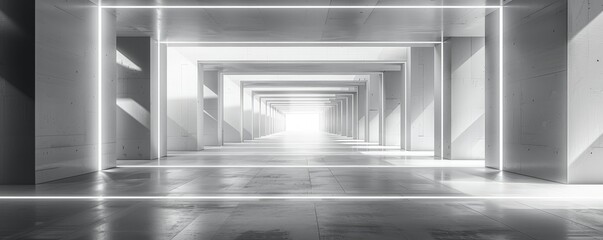 Wall Mural - symmetrical architectural interior: dynamic perspective lines with minimalist style in high-resoluti
