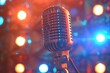 © MrHamster - Retro microphone with colorful blurred background lights