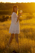 © Олег Мальшаков - Beautiful young girl with a glass of wine on a picnic