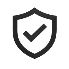 shield protection icon with check mark sign, security shield checked icon black