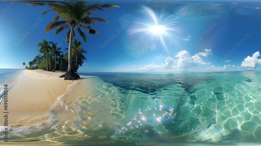 Experience a stunning 360-degree VR view of a tropical beach paradise ...
