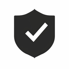 Wall Mural - shield protection icon with check mark sign, security shield checked icon black