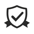 © Icon - shield protection icon with check mark sign, security shield checked icon black