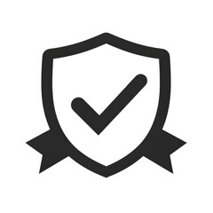 Wall Mural - shield protection icon with check mark sign, security shield checked icon black