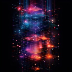 Wall Mural - vibrant 3d visualization of cloud computing services and infrastructure