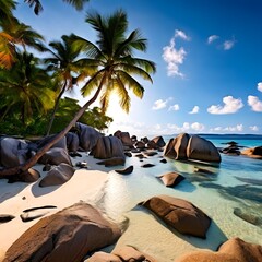 Sticker - beach with palm trees