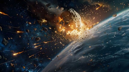Epic space battle scene featuring Earth
