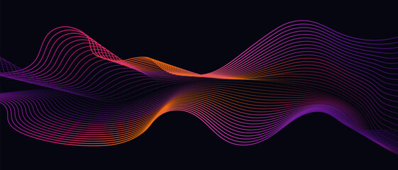 Wall Mural - Music Equalizer Line. Vector Illustration of Wave Line Swirl for Advertising, Web, Social Media, Posters, Banners, and Covers. Background for Energy, Electric, Technology, Digital, 5G, Science.