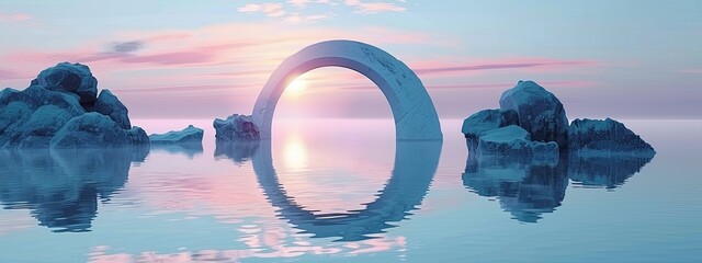 Sticker - Magical Sunset Through Rock Arch on Ocean