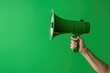 © MrHamster - Hand holding a green megaphone on a green background