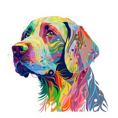 Wall Mural - Labrador Retriever dog with colorful background. Vector illustration.