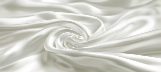 Wall Mural - Abstract Background of Smooth, Elegant White Silk or Satin Fabric Texture with Waves and Ripples