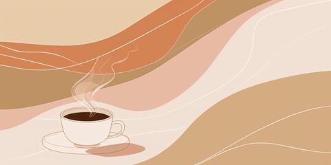 Wall Mural - Abstract Coffee Cup with Swirling Warm Colors