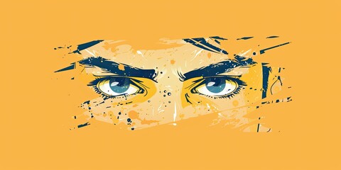 Poster - Artistic Portrait: Intense Eyes on Bright Background