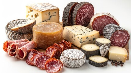 Canvas Print - Assortment of cheese, ham, salami, prosciutto and various types of cheese