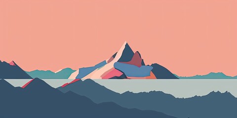 Poster - Abstract Mountain Landscape with Soft Color Palette