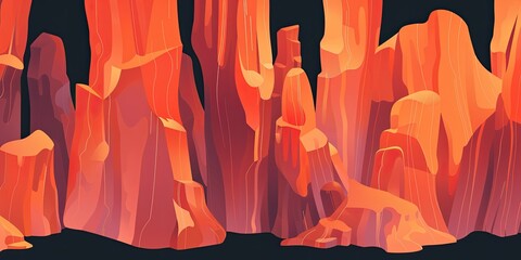 Sticker - Vibrant Red Rock Formations in Abstract Style