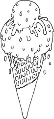 Poster - Simple ice cream cone drawn in black outline