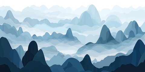 Poster - Serene Mountain Landscape with Misty Atmosphere