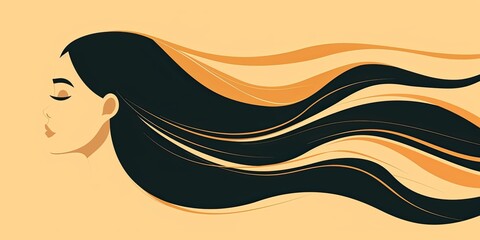 Wall Mural - Abstract Illustration of Woman with Flowing Hair