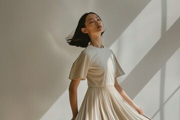 Canvas Print - a woman in a white dress standing in a room