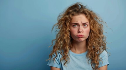 Poster - Woman With Curly Hair Makes A Pouty Face