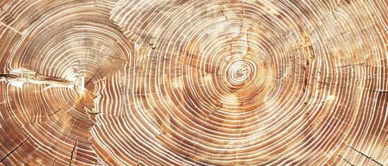Wall Mural - Panoramic close-up, high detail scan of alder tree rings texture, Generative AI