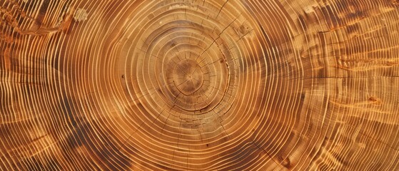 Wall Mural - Panoramic close-up, high detail scan of beech tree rings texture, Generative AI 