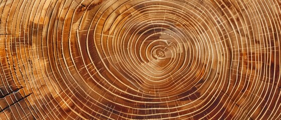 Wall Mural - Panoramic close-up, high detail scan of beech tree rings texture, Generative AI 