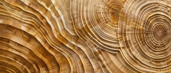 Wall Mural - Panoramic close-up, high detail scan of beech tree rings texture, Generative AI 