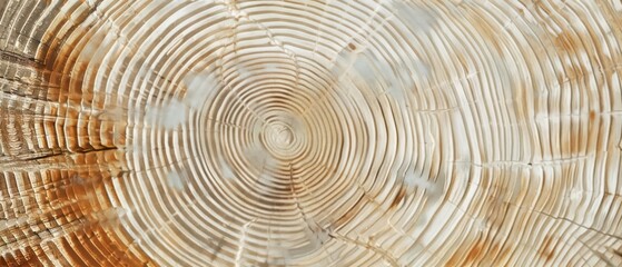 Wall Mural - Panoramic close-up, high detail scan of birch tree rings texture, Generative AI