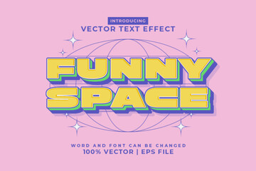 Poster - Editable text effect Funny Space 3d Cartoon template style premium vector