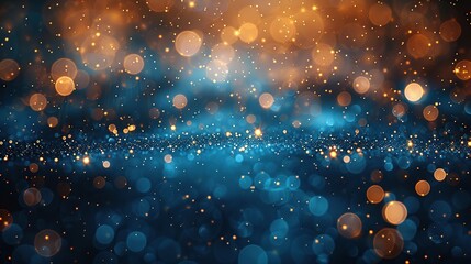 Canvas Print - Abstract Glitter Background with Blue and Orange Lights